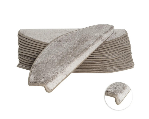 Set de tapis d'escalier Sweet semi-circulaire taupe 23,5x65x4,5 cm 15 pièces