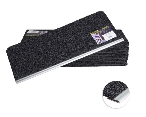 Set de tapis d'escalier Scrape rectangulaire anthracite 25x65 cm 15 pièces