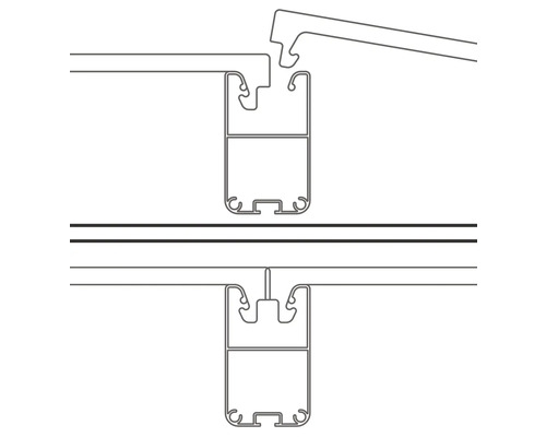 Detailzeichnung eines Aluminium-Profilsystems.