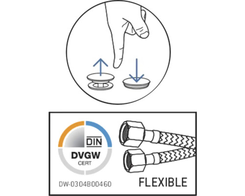 Anleitung zum Einsetzen und Entfernen des Ventils sowie DVGWCERT-Zertifizierung für flexible Schläuche