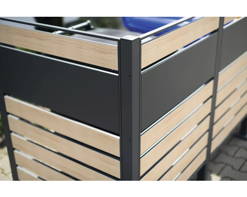 Panneau de protection visuelle en aluminium et lattes de bois