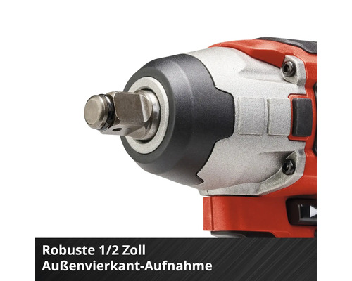 Detailansicht eines Akku-Schlagschraubers mit 1/2-Zoll-Aussenvierkant-Aufnahme.