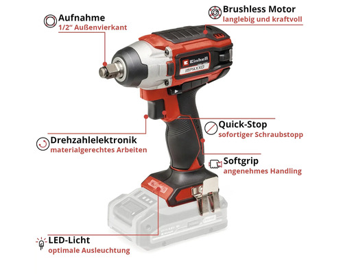 Einhell Akku-Schlagschrauber mit LED-Licht und Bürstenlosem Motor