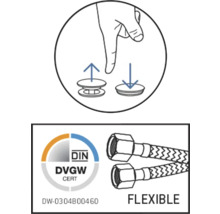 Instructions d''utilisation et label DVGWCERT avec flexibles de raccordement