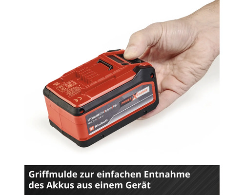 Batterie Einhell Power X-Change 18 volts dans une main