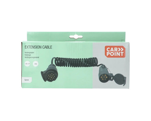 Car Point Verlängerungskabel für Anhänger, 13-polig auf 7-polig, Spiralkabel, 3 Meter