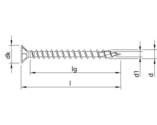 Dessin technique d''une vis à tête fraisée avec indication des dimensions