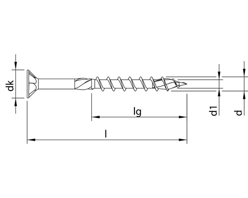 Zeichnung einer Schraube mit Massangaben