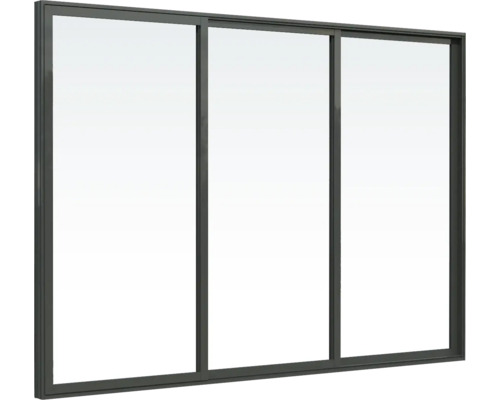 Porte coulissante avec trois panneaux de verre et cadre