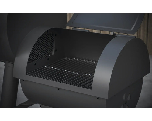 Barbecue à charbon de bois ouvert avec grille