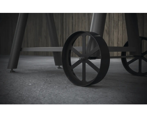 Gros plan des roues du gril