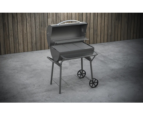 Holzkohlegrill mit Rollen und Ablagefläche