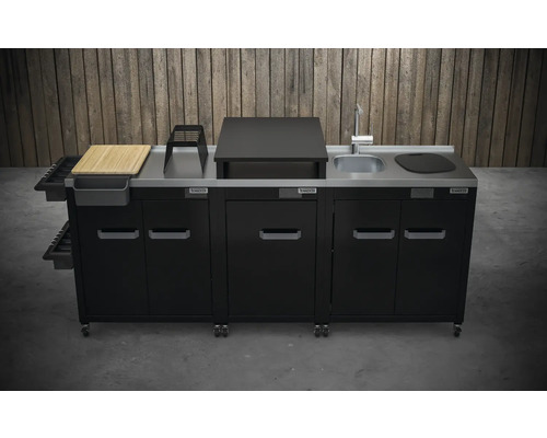Cuisine d''extérieur modulaire avec évier, planche à découper et espace de rangement