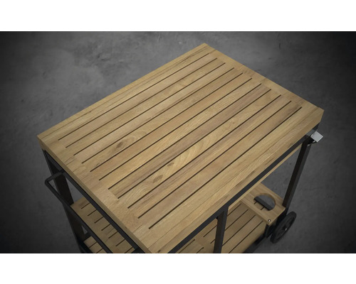 Servierwagen mit Holzplatte und Metallgestell