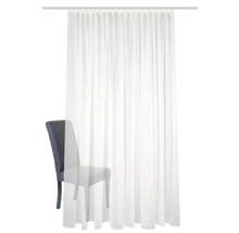 Rideau avec galon fronceur Sablio uni blanc légèrement scintillant 160x450 cm