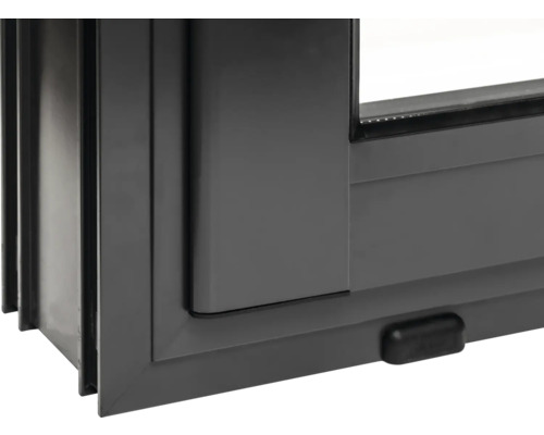 Detailansicht eines grauen Kunststofffensters