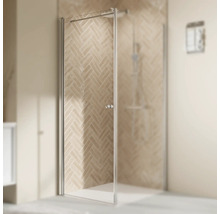 Porte de douche pour paroi latérale avec porte pivotante BREUER Elana 2.0 Express Q72 90 x 200 cm profilé argent verre transparent revêtement en verre résistant à la saleté tirant gauche