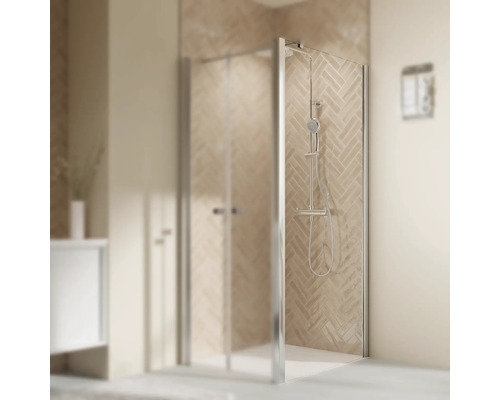 Paroi latérale pour porte de douche BREUER Elana 2.0 Q72 75 cm couleur du profilé argent décor de vitre verre transparent avec verre antitache butée de paroi latérale à droite