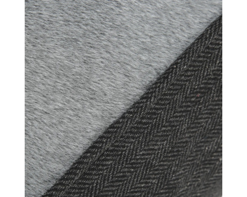 Gros plan sur la fausse fourrure et le motif à chevrons