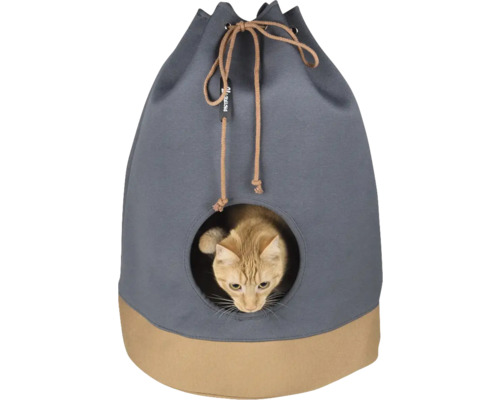 Chat dans une grotte pour chat avec tunnel