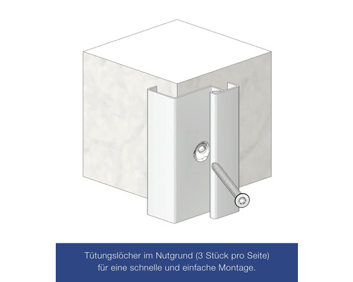 Profil de fixation avec vis sur une pièce