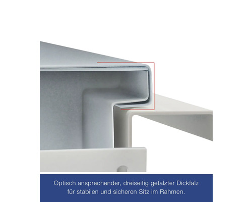 Vue détaillée d''un épais pli à trois côtés pour un maintien stable et sûr dans le cadre