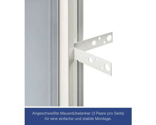 Gros plan sur les ancrages de cheville murale soudés pour un montage simple et stable.