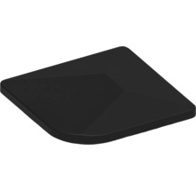 Schwarze Tischplatte in quadratischer Form.