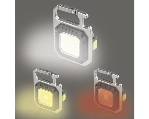 Lampe de porte-clés LED avec mousqueton et différentes couleurs de lumière