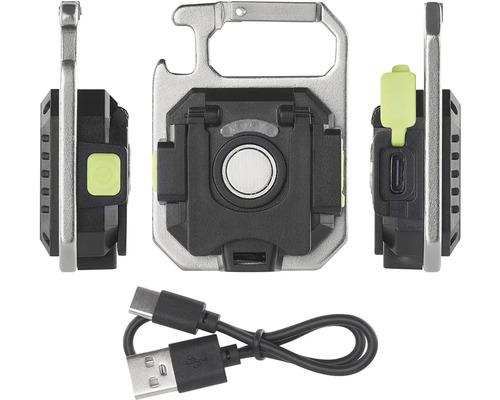 Lampe de poche avec mousqueton et câble USB