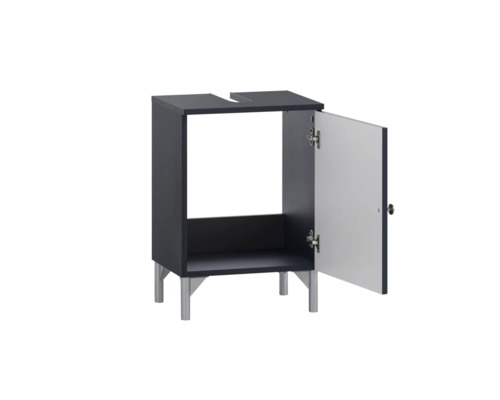 Waschbeckenunterschrank mit einer offenen Tür und Füssen