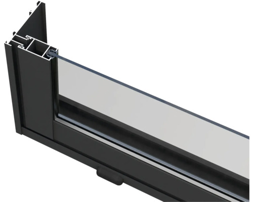 Detailansicht eines Fensterrahmens aus Aluminium mit Glas