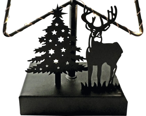Dekorative Weihnachtsbaumleuchte mit Hirsch und Tannenbaum Ornamenten