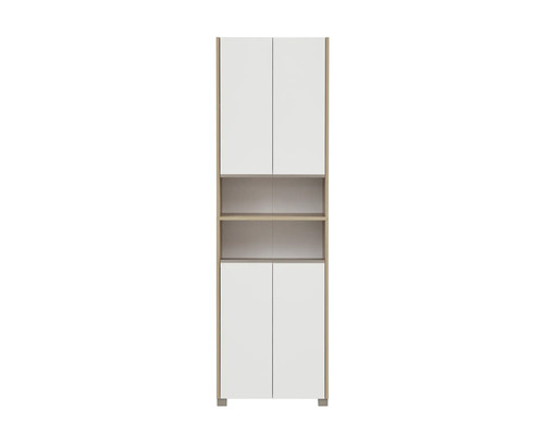 Armoire haute avec deux portes et étagères ouvertes