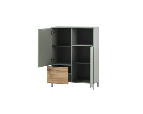 Armoire avec deux portes, un compartiment et des étagères