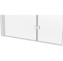 Detailansicht einer Duschkabine mit Klarglas und Rahmen