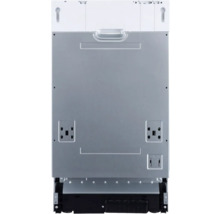 Vue arrière d''un lave-vaisselle montrant les connexions et les points de montage.