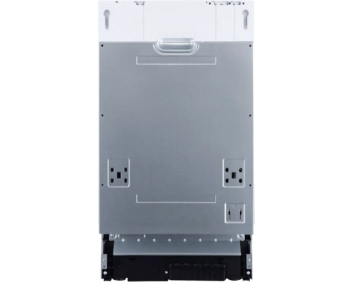 Vue arrière d''un lave-vaisselle montrant les connexions et les points de montage.