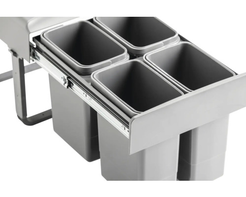 Système de tri des déchets avec quatre récipients pour montage en cuisine