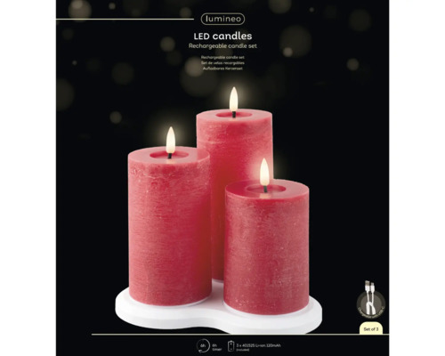 Lumineo Bougies LED, ensemble de bougies rechargeables