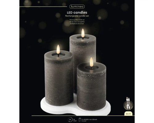 Bougies LED Lumineo, ensemble de bougies rechargeables