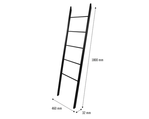 Échelle décorative en bois avec cinq barreaux, dimensions 1800 x 460 x 32 millimètres