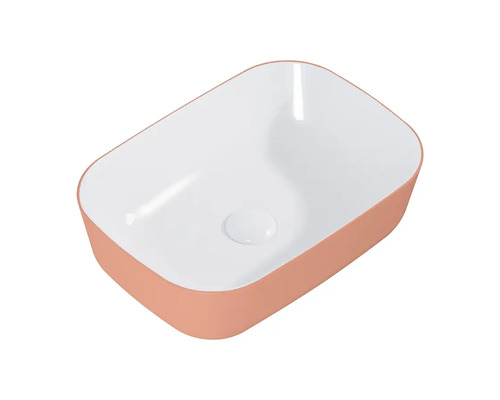 Aufsatzwaschbecken aus Keramik, rechteckig mit abgerundeten Ecken