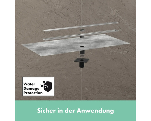 Explosionszeichnung einer Duschrinne mit Dichtmanschette