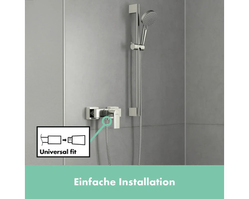 Brausegarnitur mit Thermostatarmatur und universeller Passform für einfache Installation