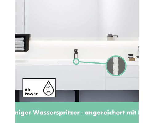 Robinet de lavabo avec fonction Air Power dans une salle de bain