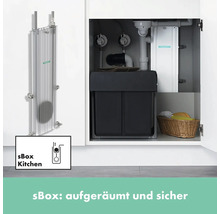 sBox Küchenarmatur Untertischinstallation mit Abfalleimer und Stauraum