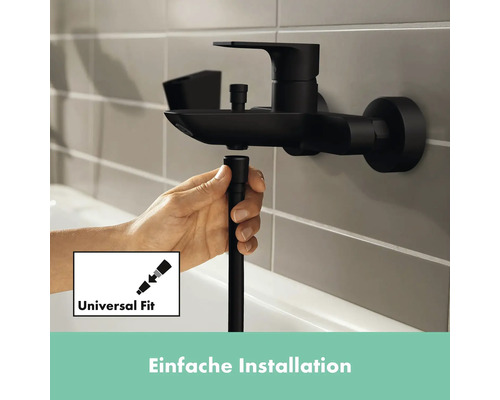 Robinet noir avec raccord de flexible de douche pour une installation facile dans la salle de bain