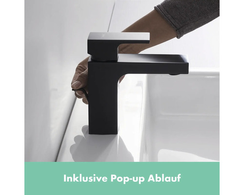 Robinet de lavabo noir avec garniture de vidange Pop-Up