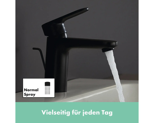 Mitigeur de lavabo noir avec fonction jet normal